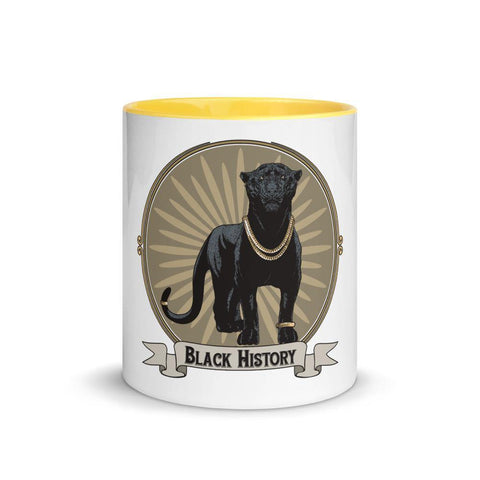 Black History Black Panther Mug with Color Inside - Roots of Black