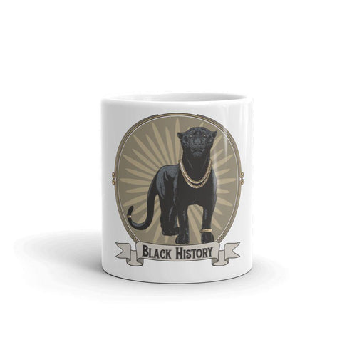Black History Black Panther White glossy mug - Roots of Black